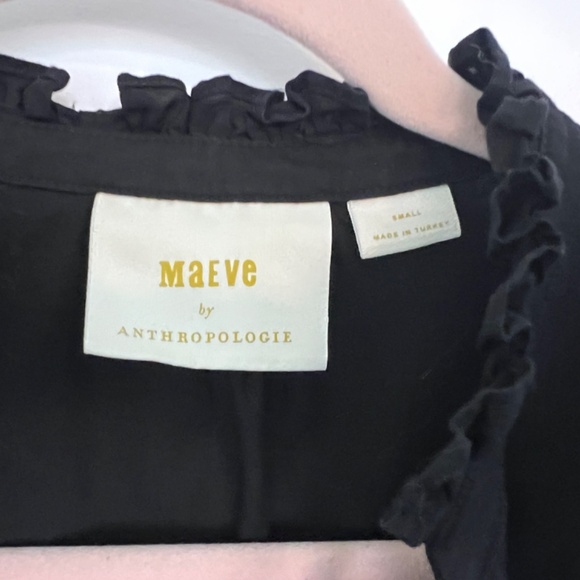 Anthropologie Maeve Poplin Button Down Black Shirt Small - Picture 2 of 7
